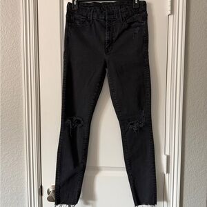 MOTHER Black Distressed Skinny Jeans